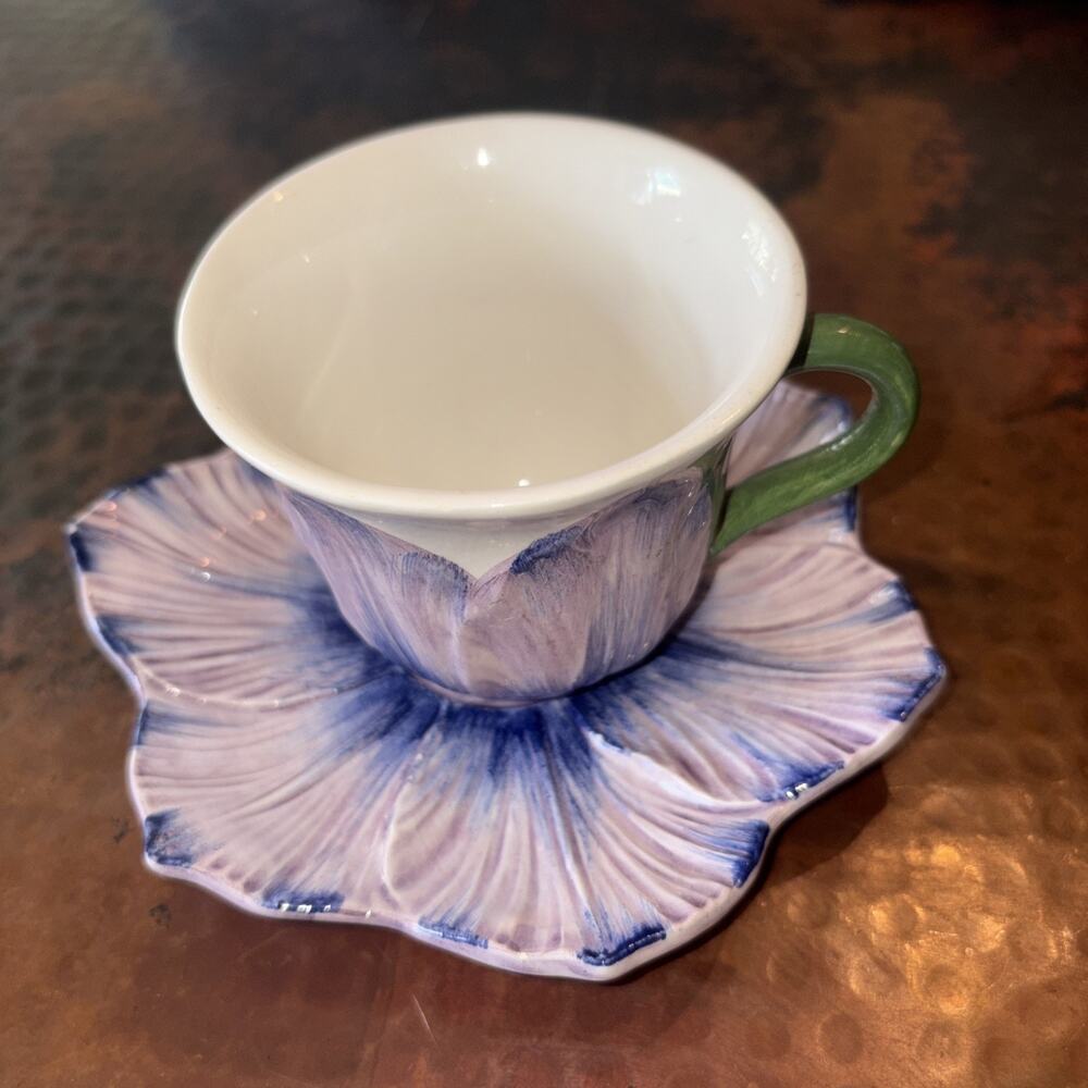Vietri Viola Lavender 3” Cup & Saucer-Made In Italy